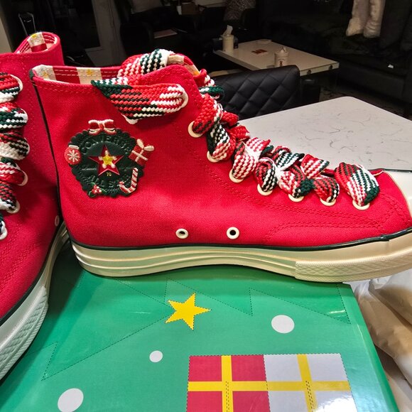 Converse Chuck 70 Hi Christmas 'Gingerbread & Knit Sock' Red A12454C MENS SZ 12 - Picture 4 of 16